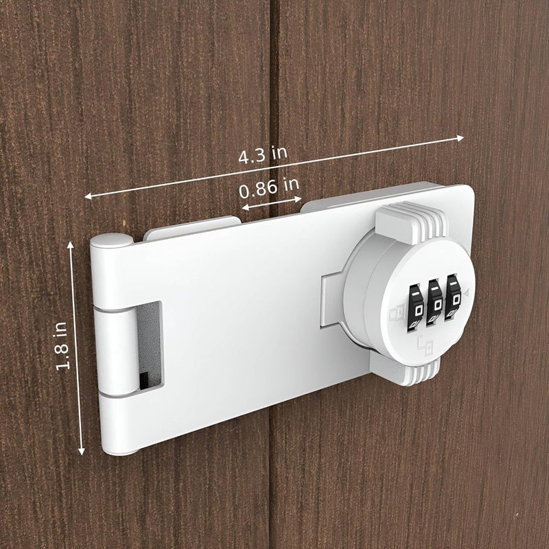RETRIN Keyless Combination Lock - 3-Digit Combination Lock for Doors - Twist Knob Hasp Latch Lock with Password Code - Zinc Alloy Door Latch for Kitchen Drawers, Cabinets, Cupboard (White) - Image 2